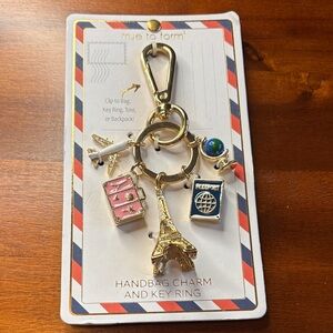 True to Form Gold toned Travelers Charm and Key Ring
